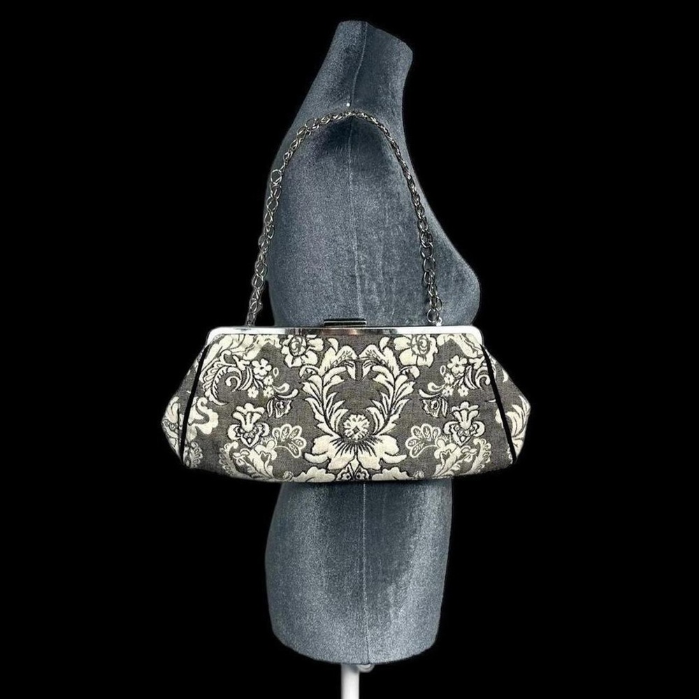 embroidered brocade tapestry baguette chain shoulder bag / clutch baroque gothic - Picture 8 of 8